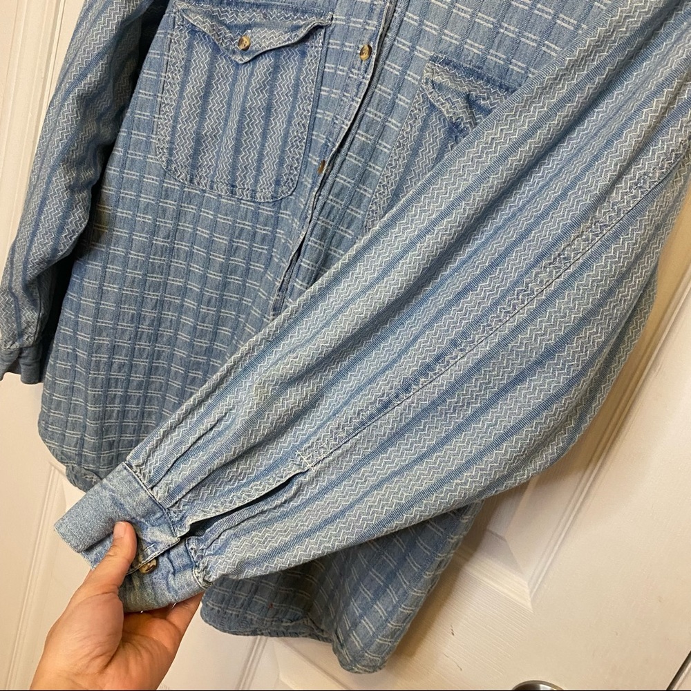 Aztec Boho Chambray Button Down Top - image 4